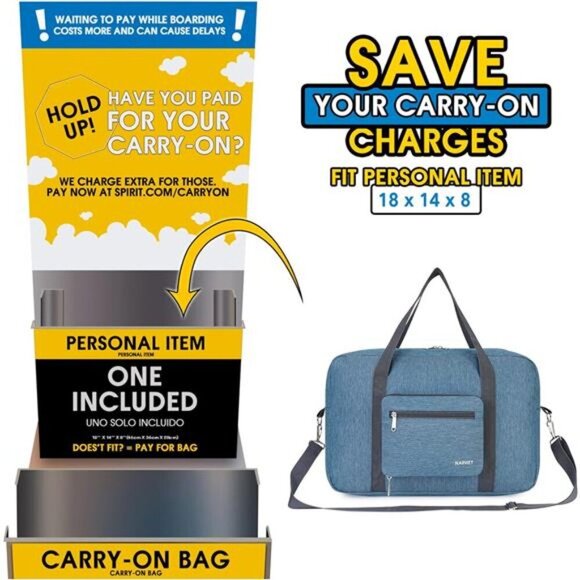 For Spirit Airlines Foldable Travel Duffel Bag Tote Carry on Luggage for Women - Picture 2 of 16